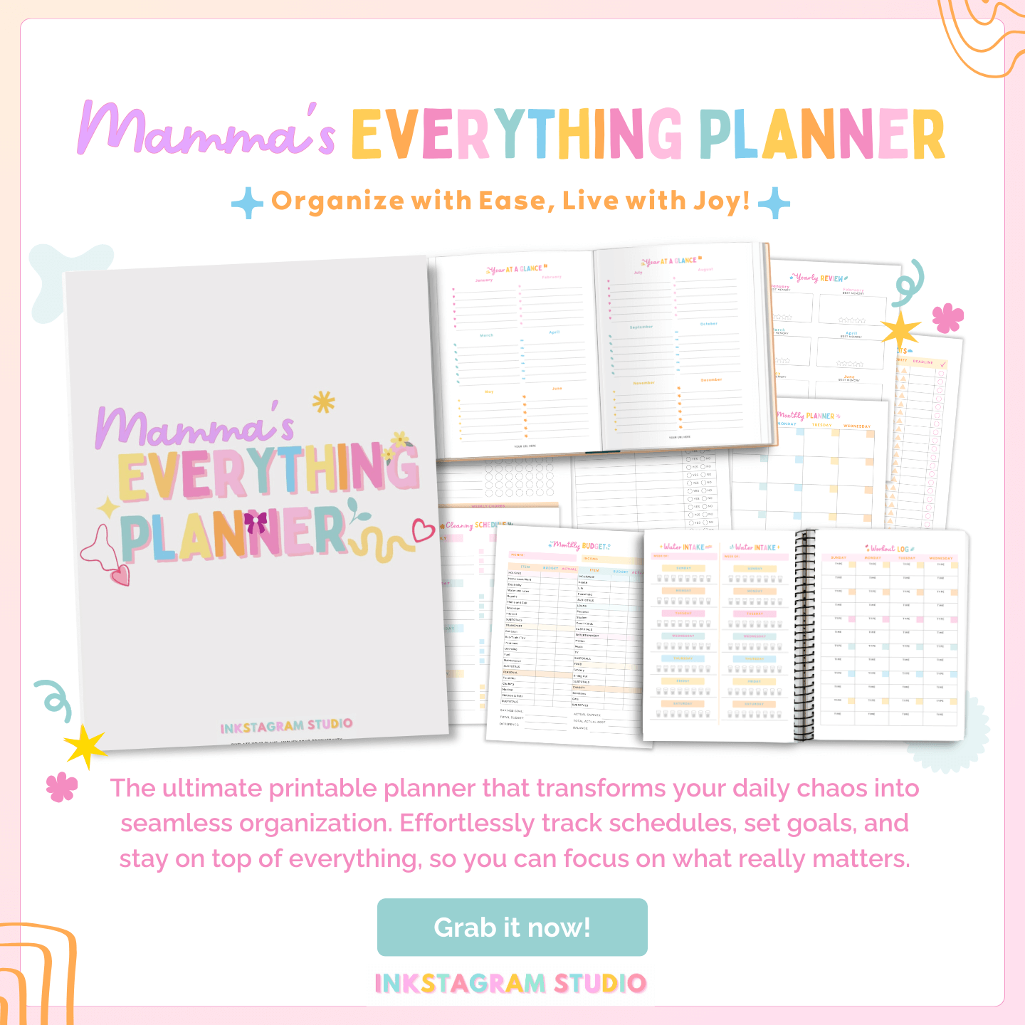 Momma's Everything Planner - Cutest Organizer for Busy Moms with colorful design.