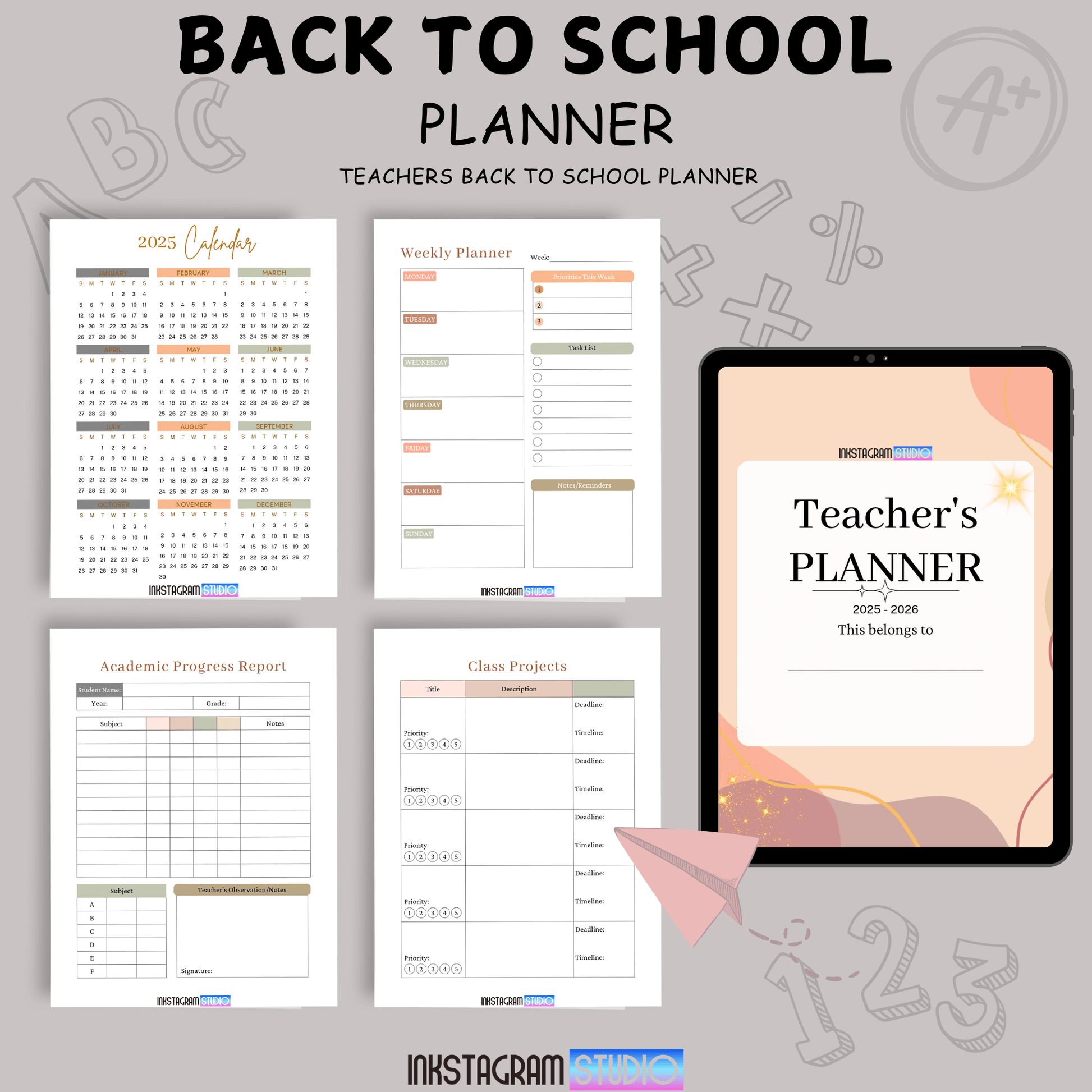 Teachers Back to School Planner with educational tools for classroom management.