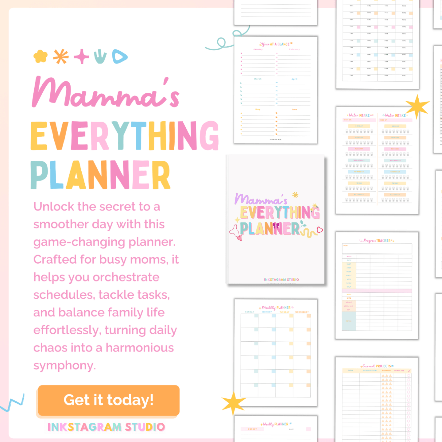 Cutest Organizer: Momma's Everything Planner for Busy Moms with playful design and functional layout.