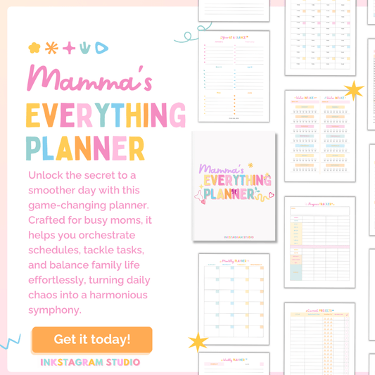 Cutest Organizer: Momma's Everything Planner for Busy Moms with playful design and functional layout.