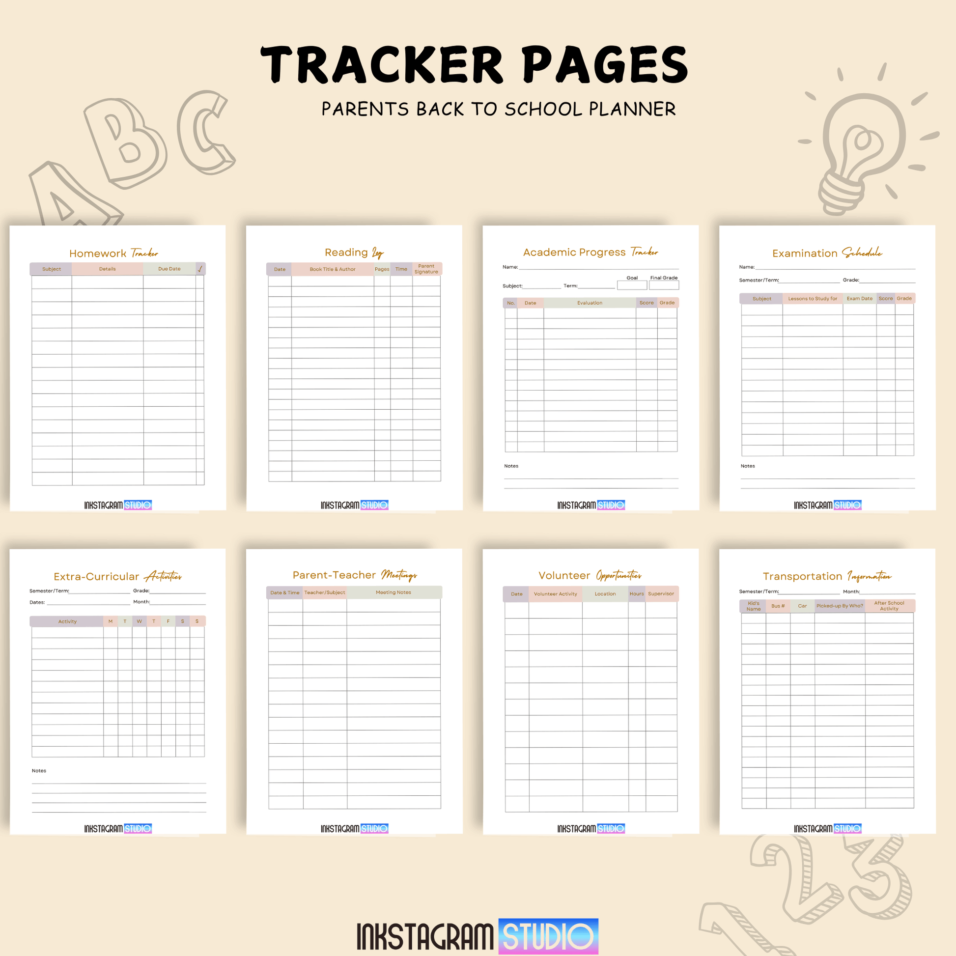 Parents Back to School Planner with organized tracker pages for simplifying family routines.