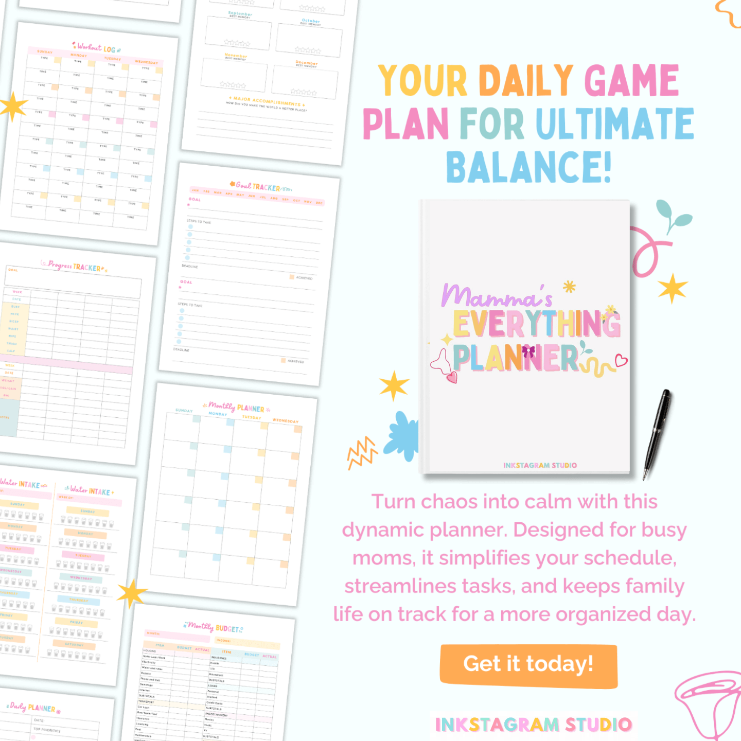 Cutest organizer for busy moms with playful design and essential planning tools.