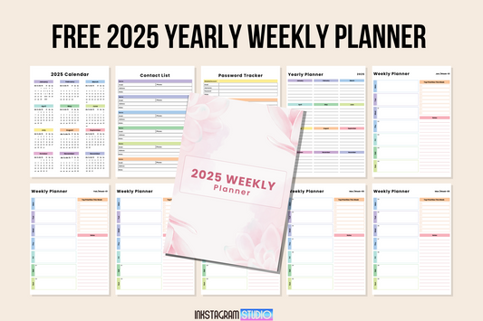 FREE 2025 Yearly Weekly Planner – Instant Digital Download