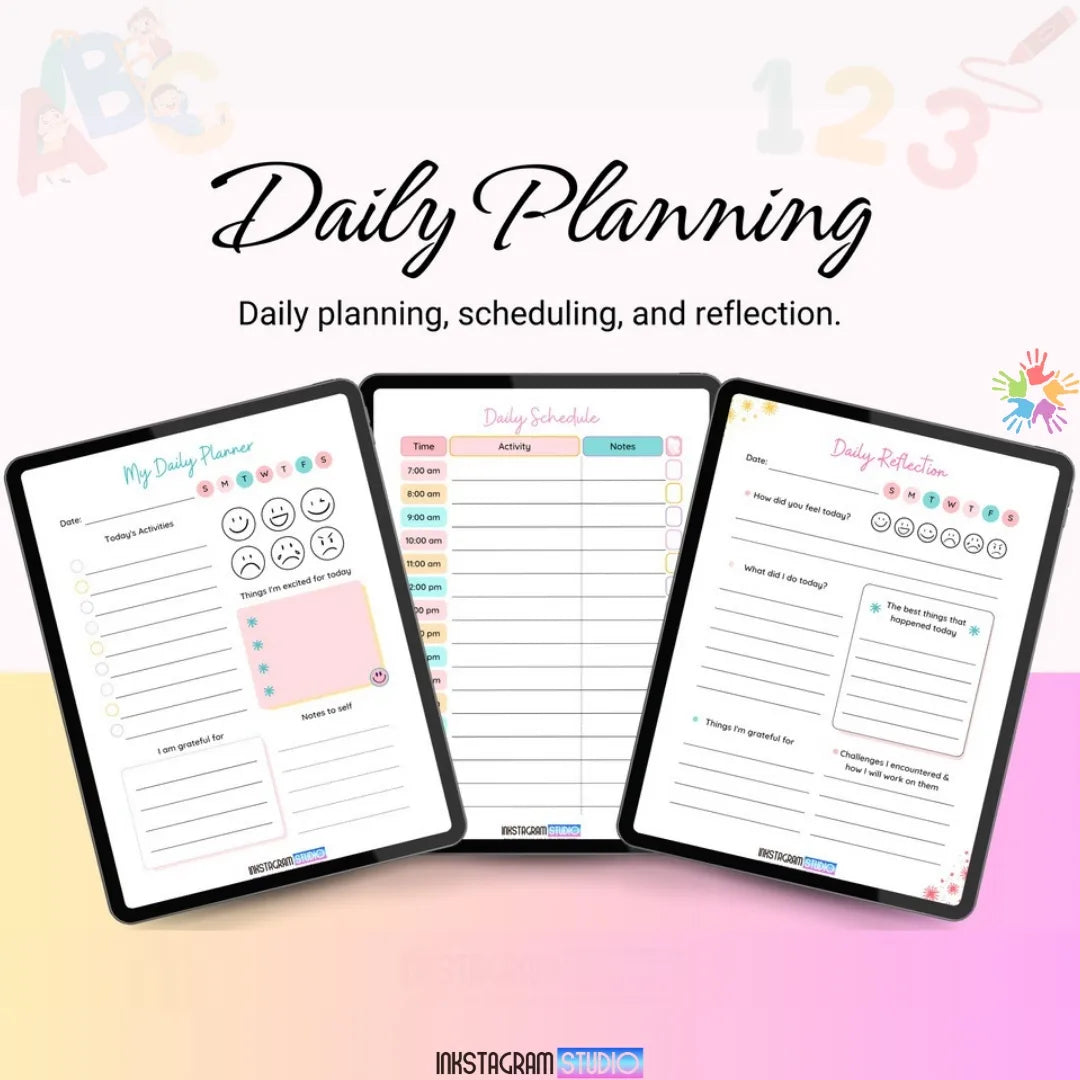 Kids Planner for Daily Planning, Scheduling, and Reflection for Ages 5 to 12