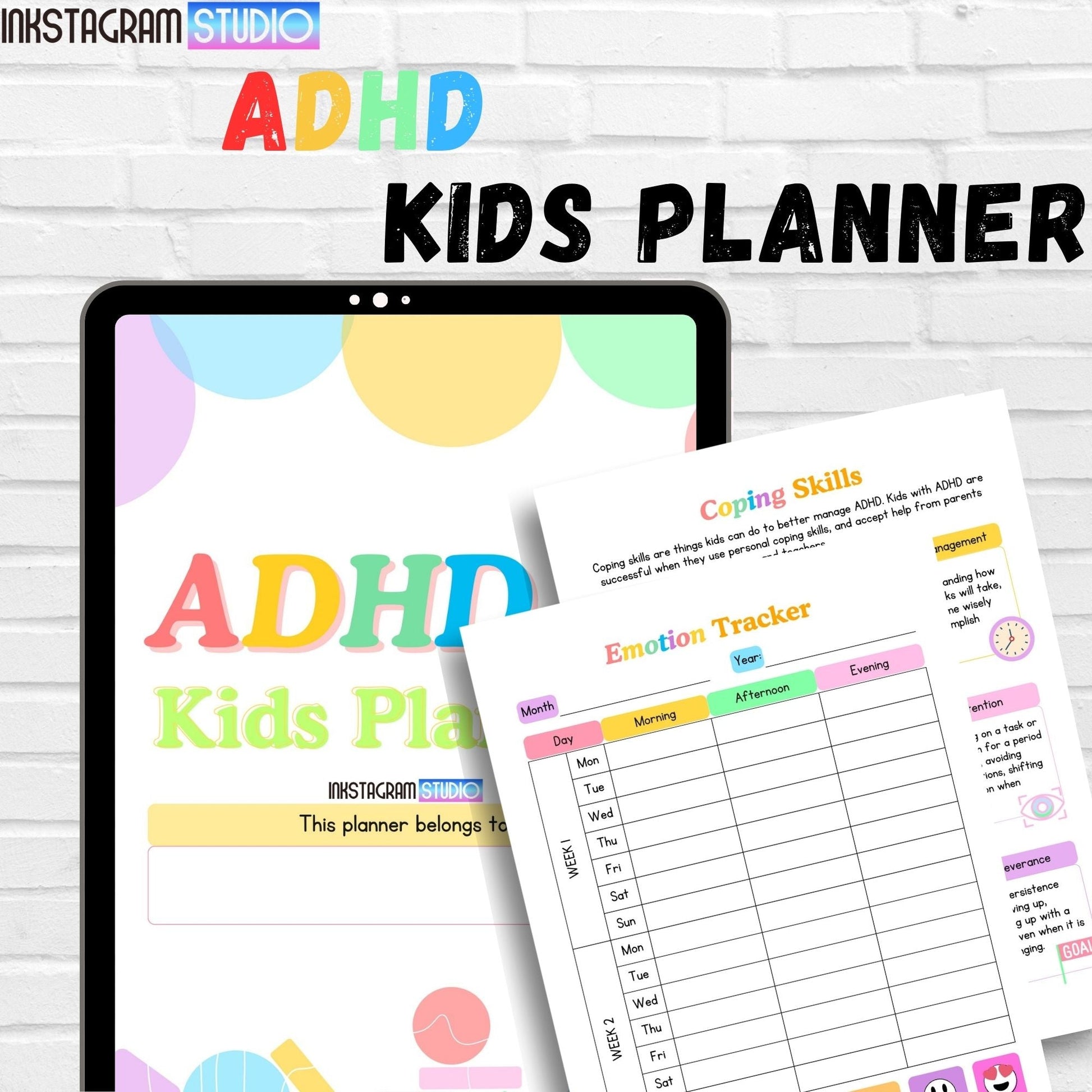 ADHD Kids Planner with daily schedules, behavioral trackers, and calming strategies for children with ADHD.