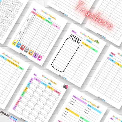 ADHD Kids Planner with colorful trackers for managing routines and improving focus.