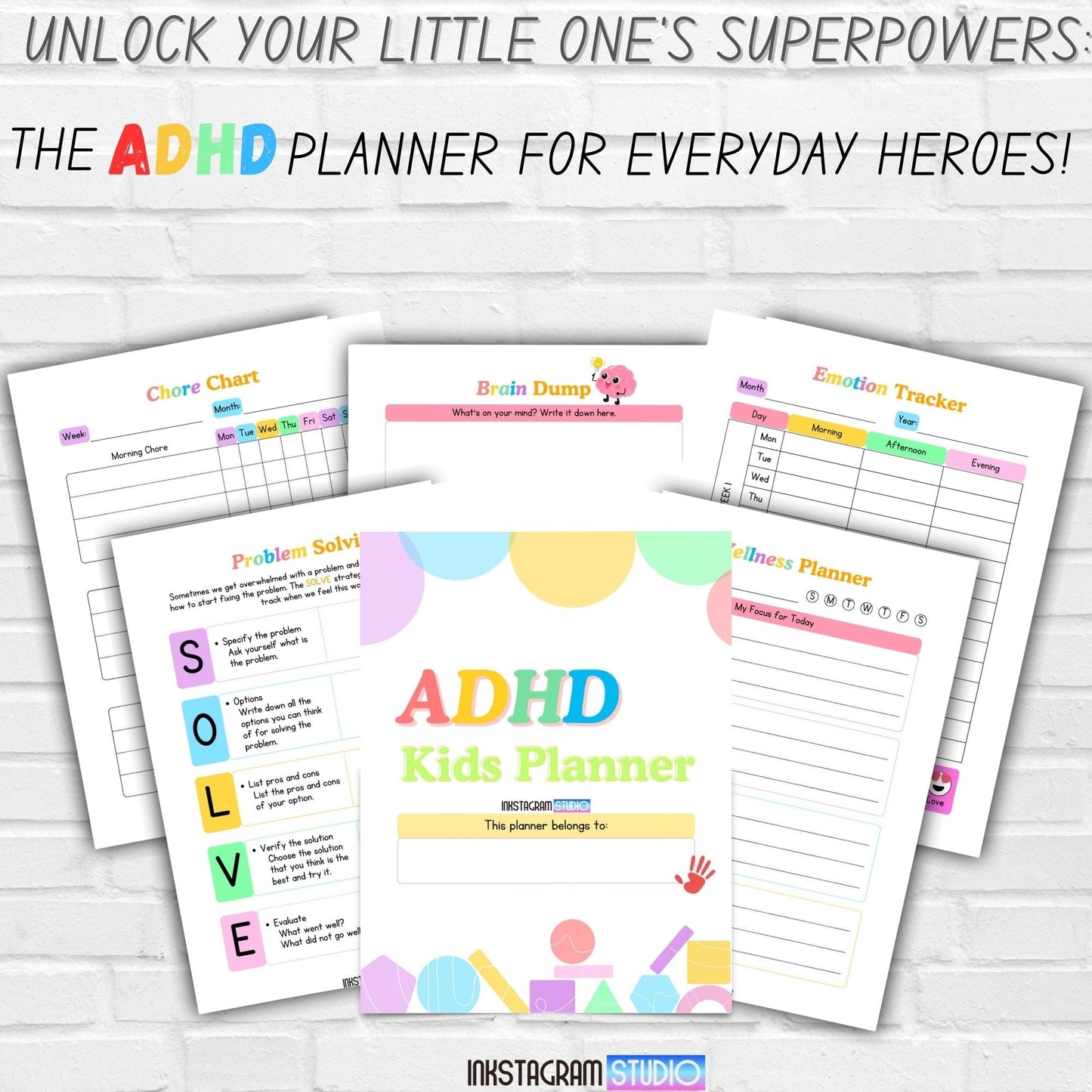 ADHD Kids Planner empowering routines with colorful worksheets for focused minds.