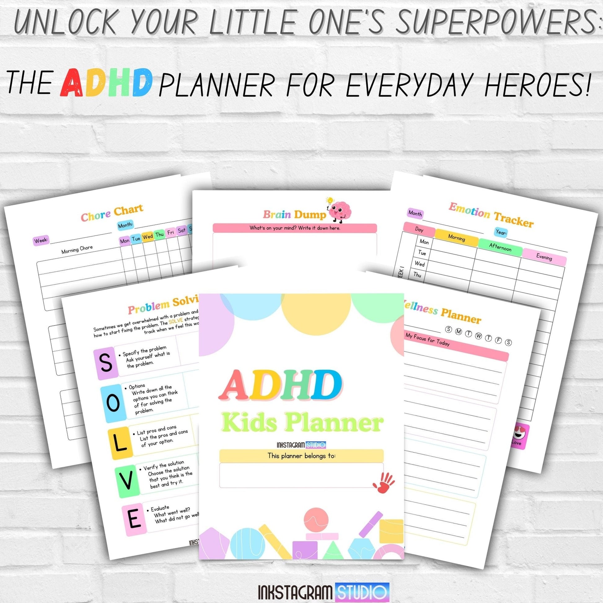 ADHD Kids Planner empowering routines with colorful worksheets for focused minds.