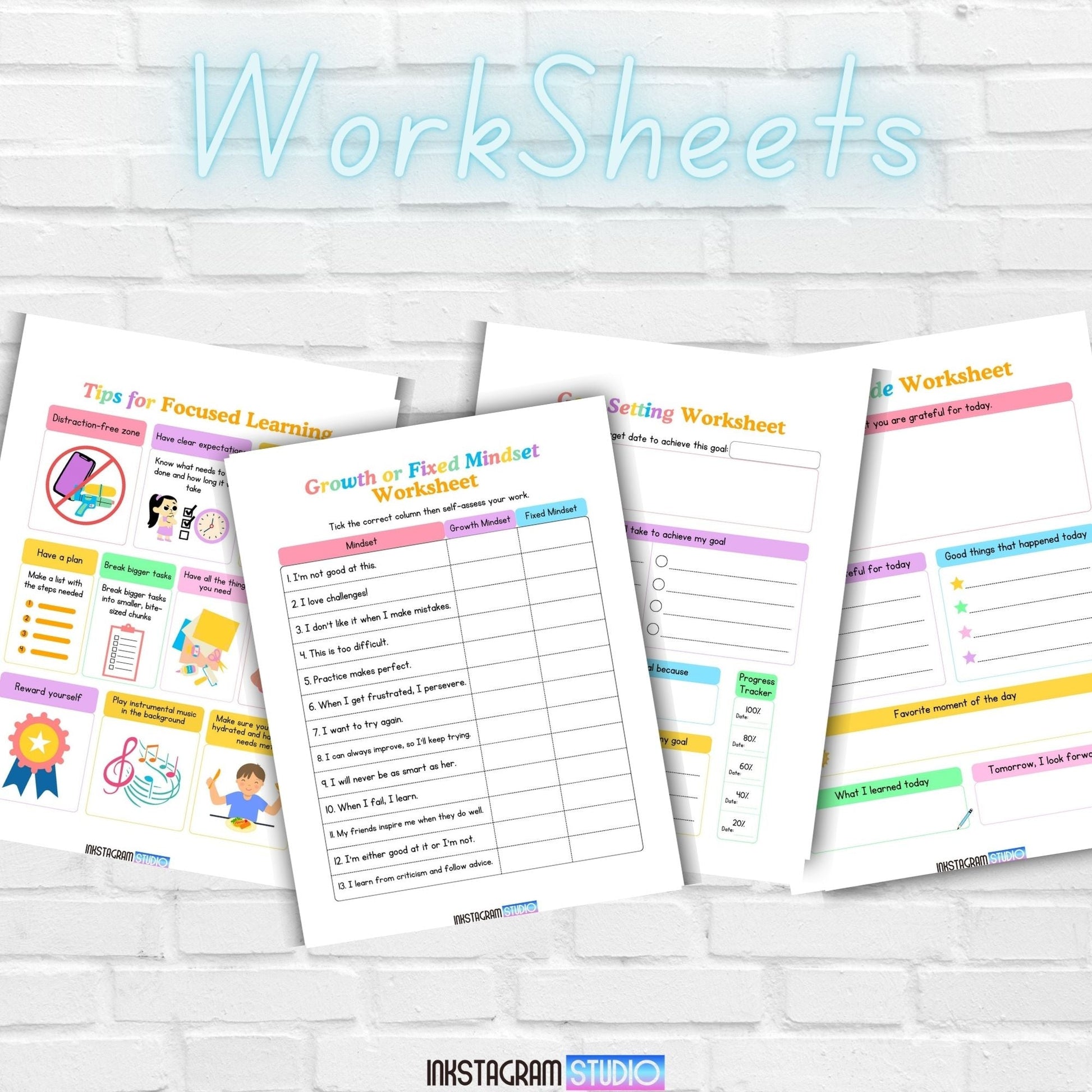 ADHD Kids Planner worksheets for focused learning and goal setting.