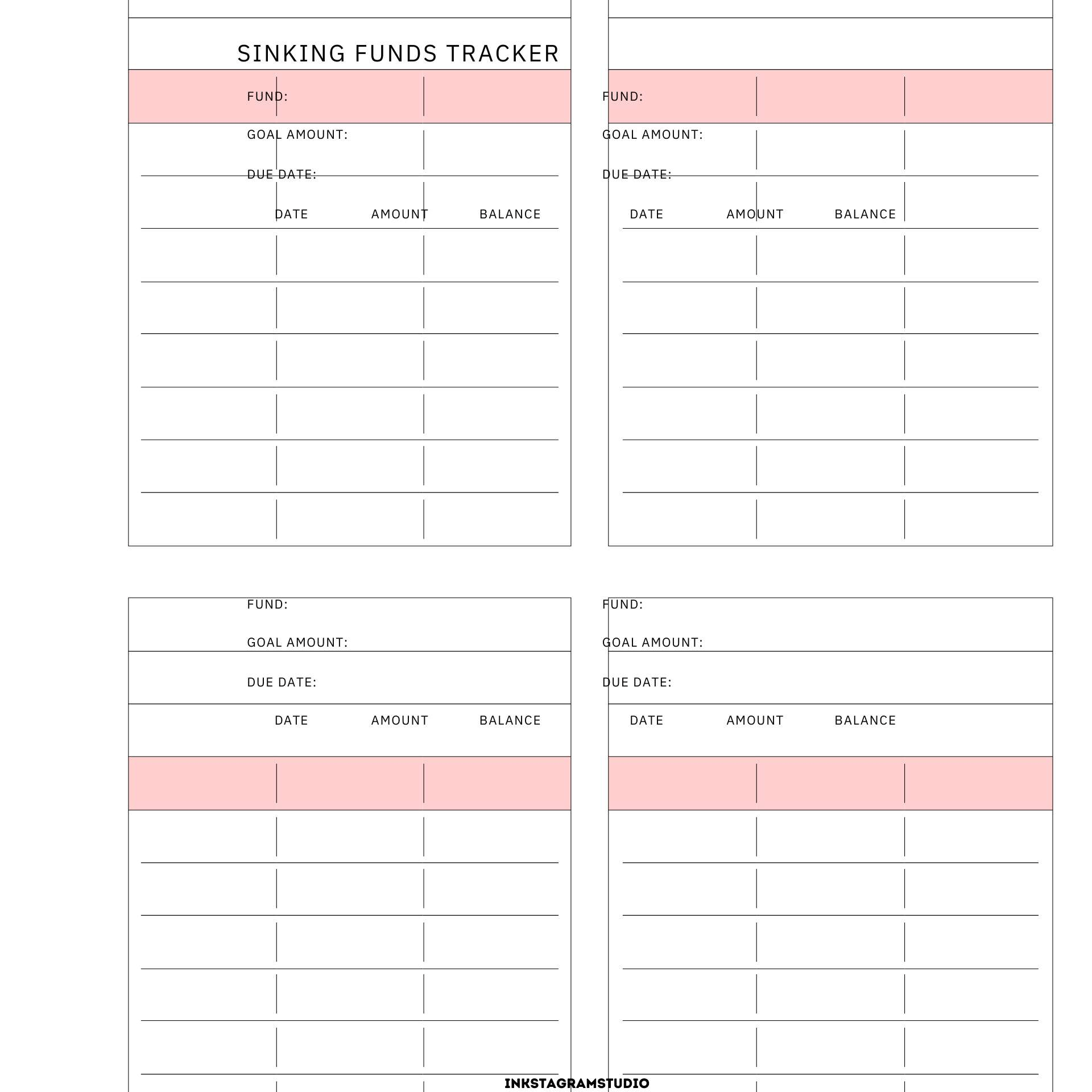 Financial Planner Sinking Funds Tracker template for budgeting and financial management.