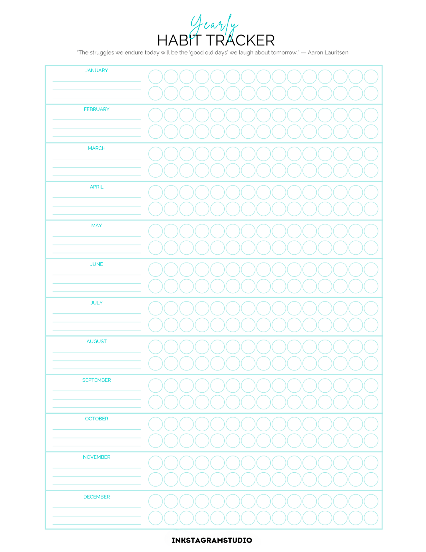 Habits Tracker planner for monitoring and building daily habits.