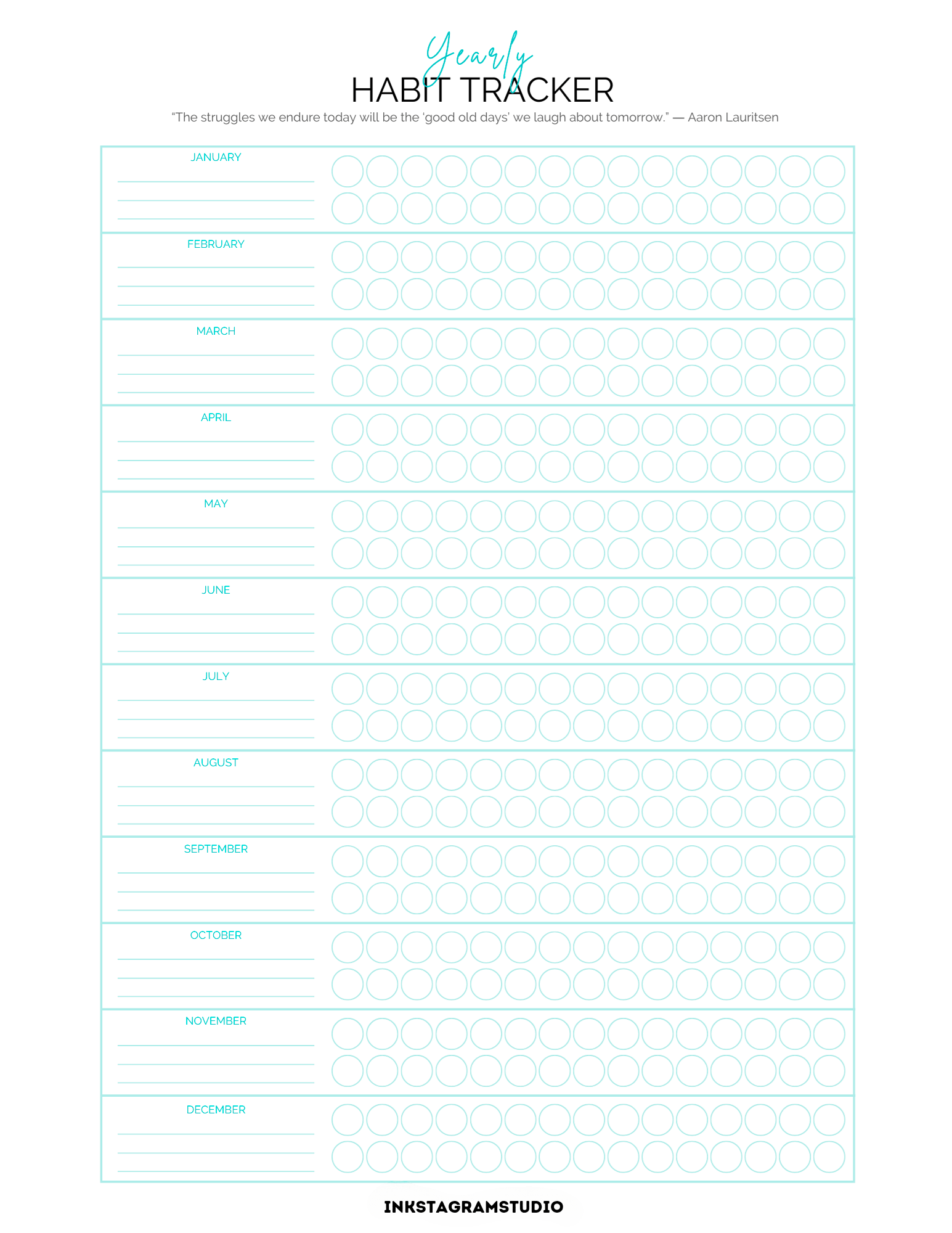 Habits Tracker planner for monitoring and building daily habits.