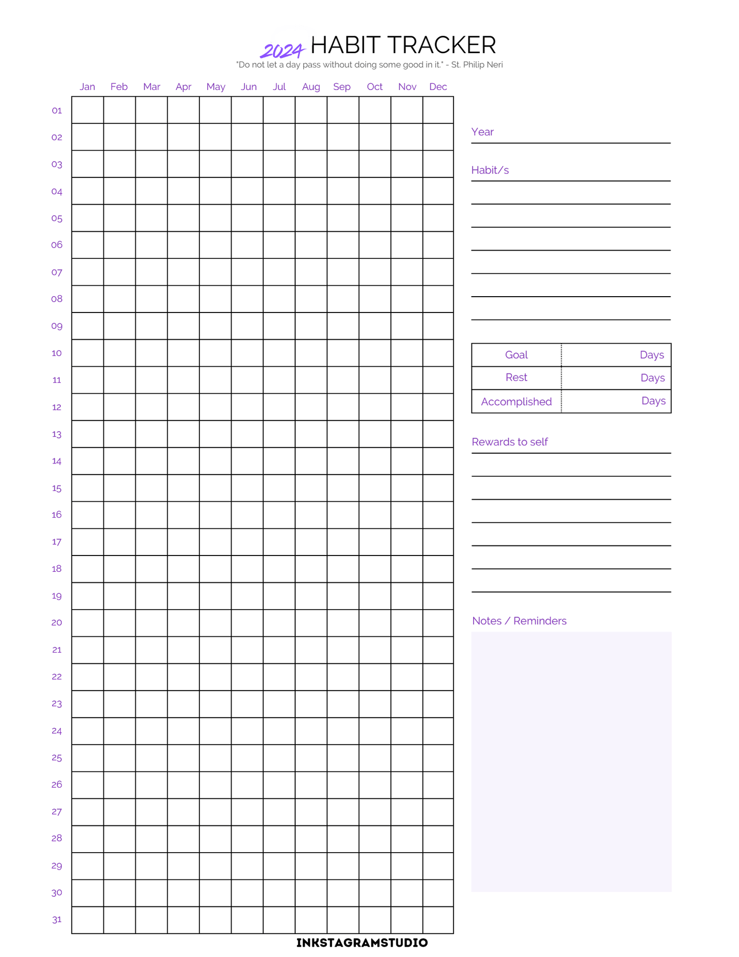 Habits Tracker planner for building and monitoring personal goals.