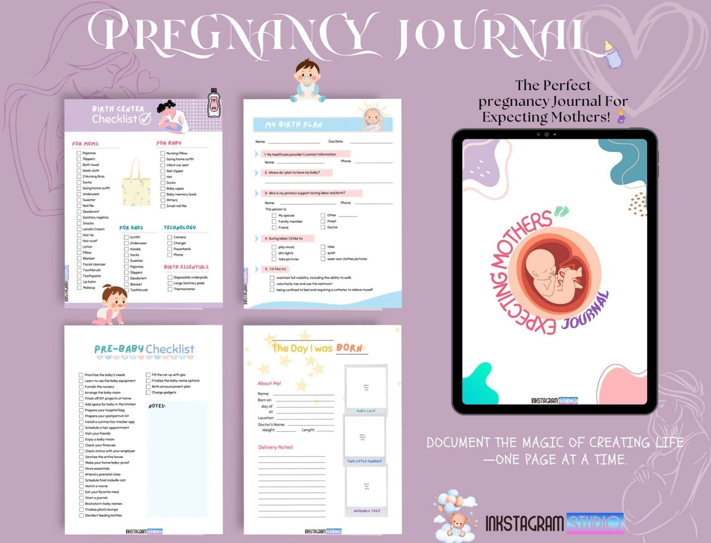 Ultimate Wedding, Family, & Parenthood Planning Set with pregnancy journal and checklists.