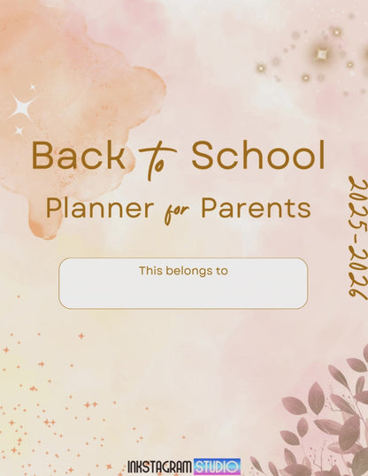 Back to School Planner for Parents 2025-2026 with an elegant design for organizing school schedules.