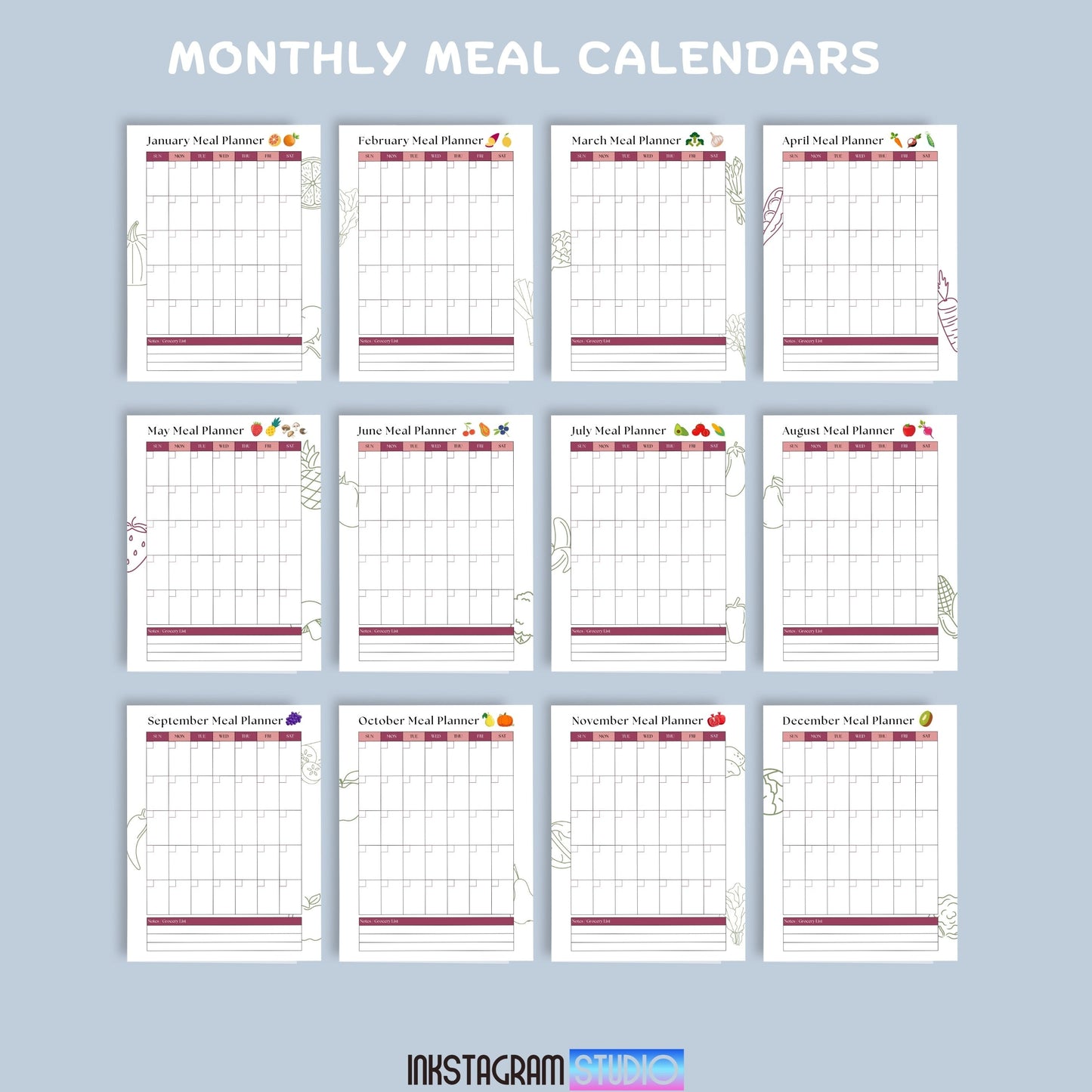 Monthly meal calendar layout from the Ultimate Meal Planner for easy meal prep and organization.