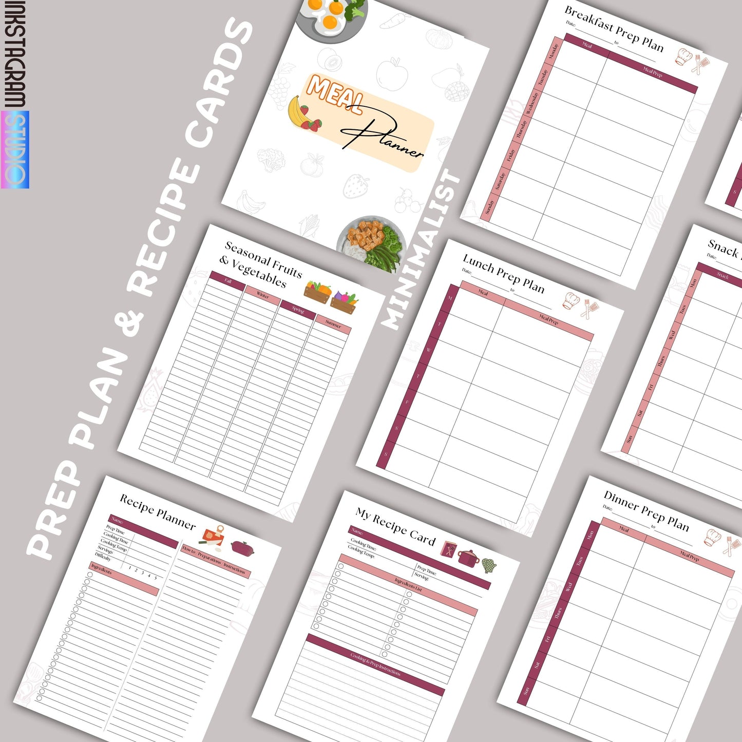 Ultimate Meal Planner for easy meal prep and organization with recipe cards and prep plans.