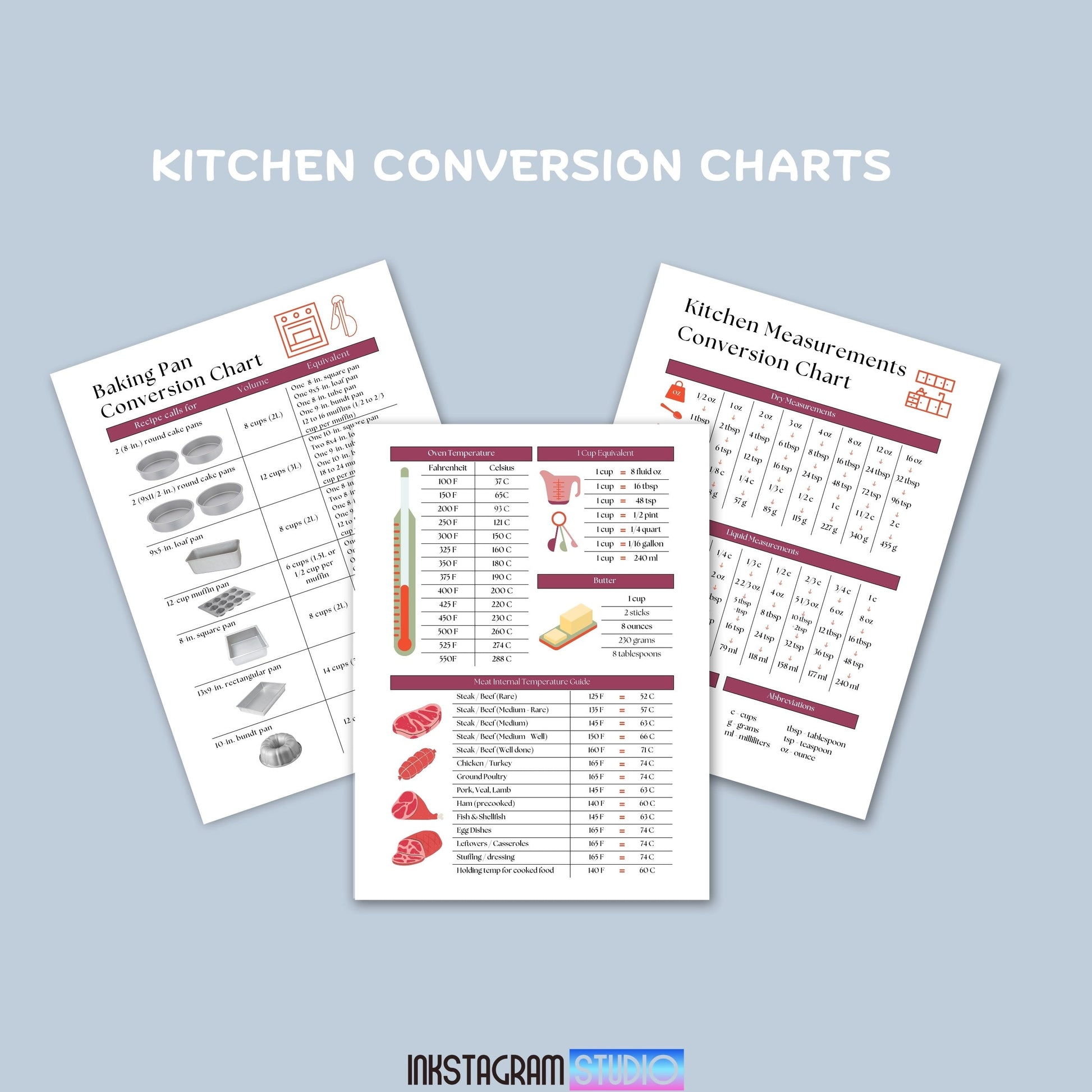 Ultimate Meal Planner with kitchen conversion charts for easy meal prep and organization.