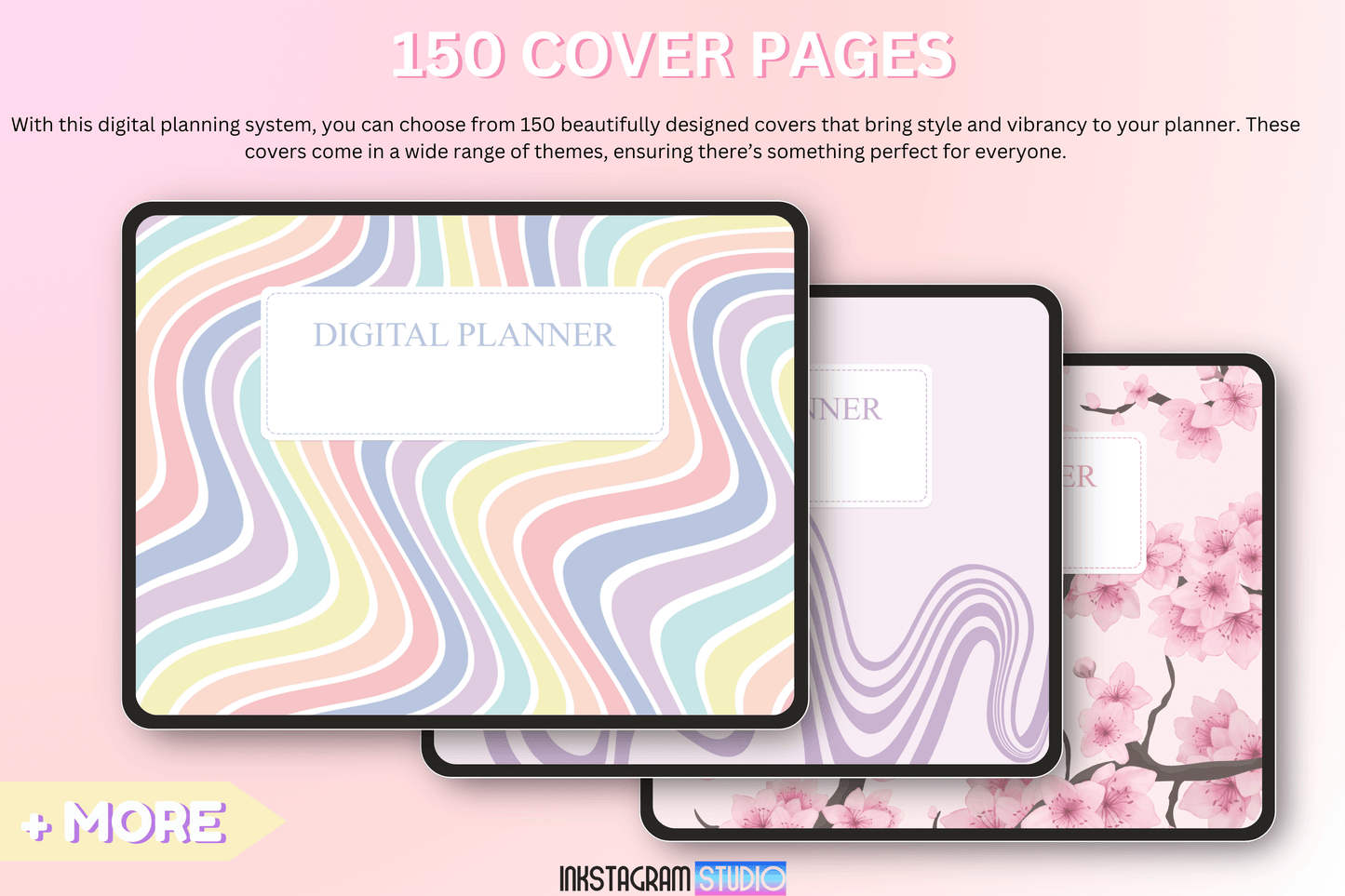 150 rainbow-themed digital planner covers for personalization and style.